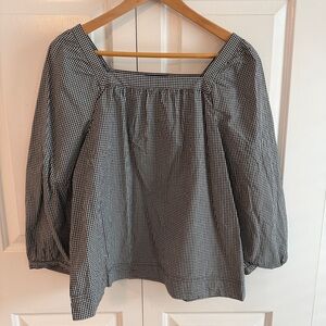 J. Crew Black and White Gingham Blouse, Size M